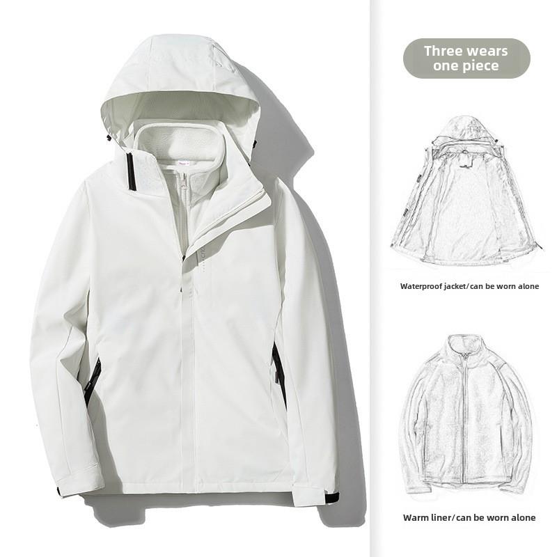 Куртка мужская осенне-зимняя бархатная утолщенная куртка три в одном спортивная куртка с капюшоном пара M