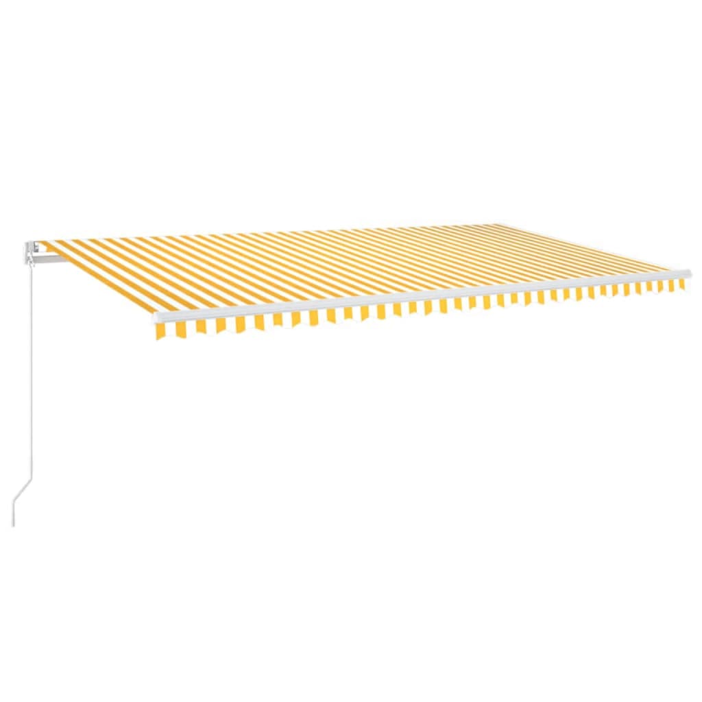 Manual Retractable Awning with LED Lights 600 x 300 cm Yellow and White