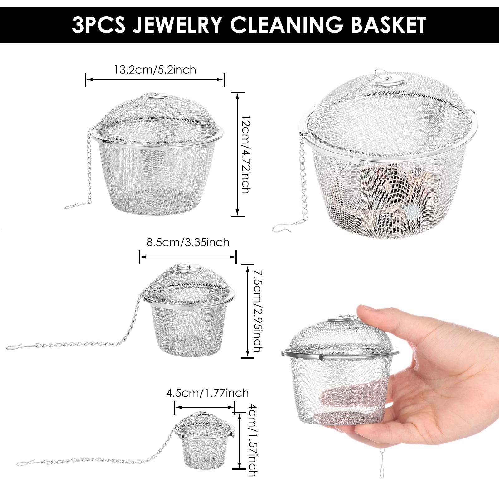 

3/6Pcs Ultrasonic Jewelry Cleaner Basket Mesh Stainless Steel Parts Cleaning Basket with Lock for Most Ultrasonic Machines Clean
