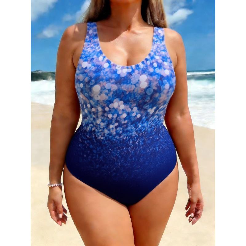 One-piece Plus-size One-piece Swimsuit for Women, Printed Women's Slightly Fat Meat-covered Racing Swimsuit