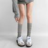 Calf Socks Pile Socks Autumn Thin Vertical Striped Long Tube Women's School Style Casual Sports White Mid-tube Socks