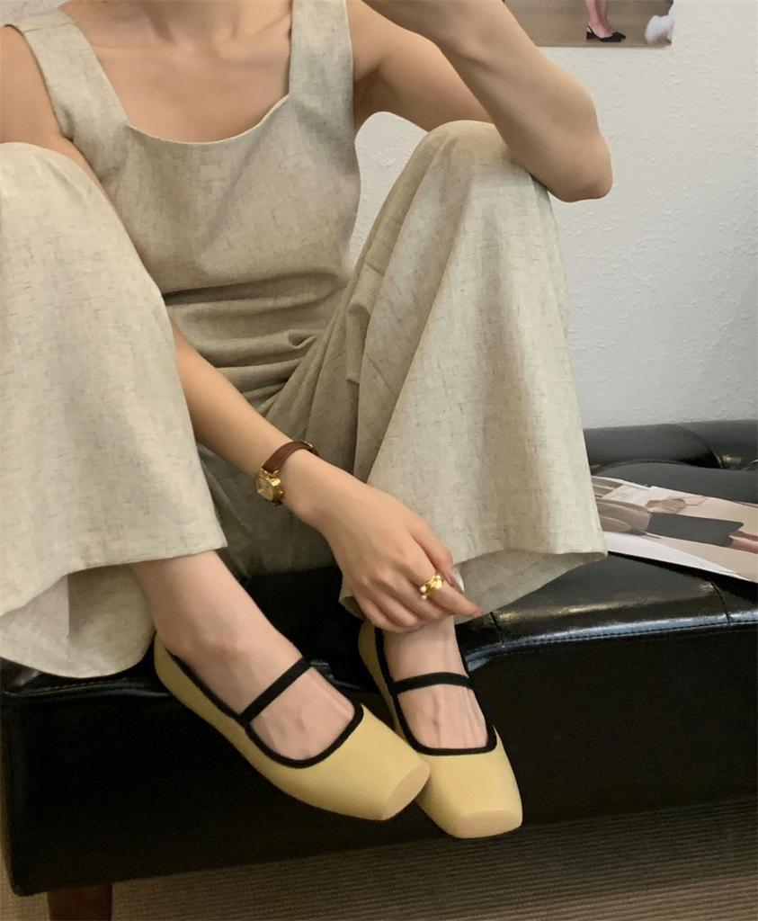 Spot~ French one-word buckle with square head Mary Jane shoes comfortable light soft mouth leopard print flat sole shoes women