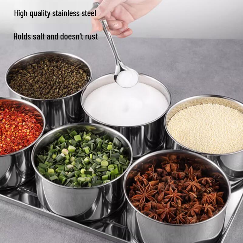 Yingbai Stainless Steel 6-Compartment Seasoning Box Set