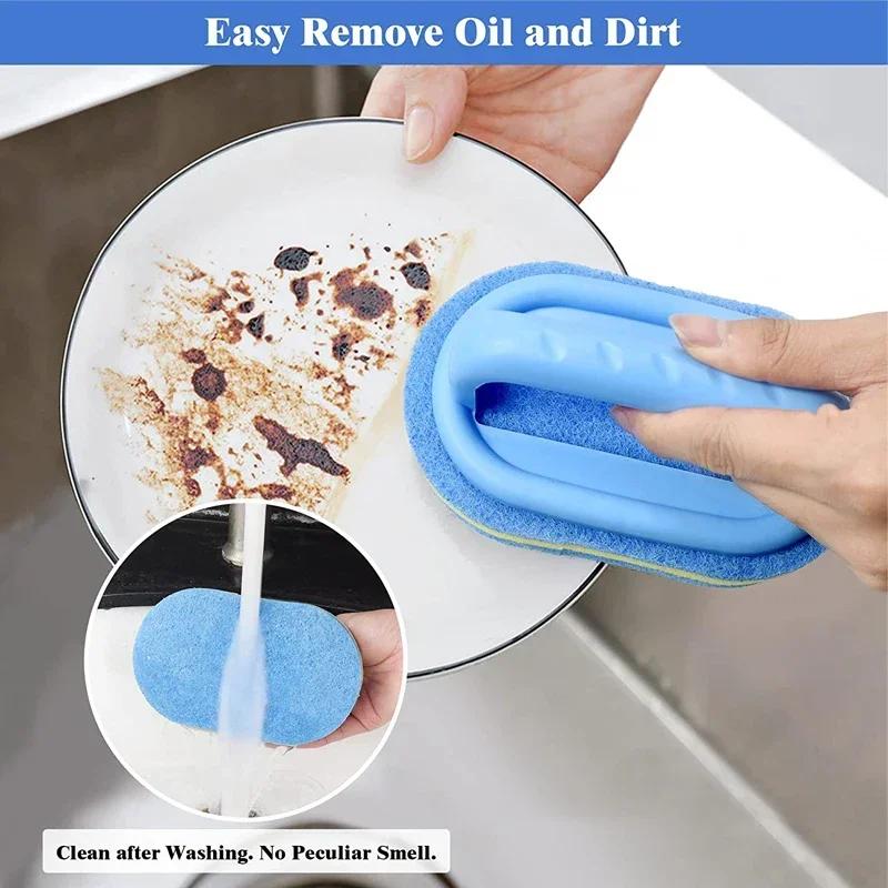 1PC Kitchen Sponge Wipe Thickening Cleaning Brush with Handle Bathroom Tile Bathtub Cleaning Sponge Cleaning Supplies Cleaner