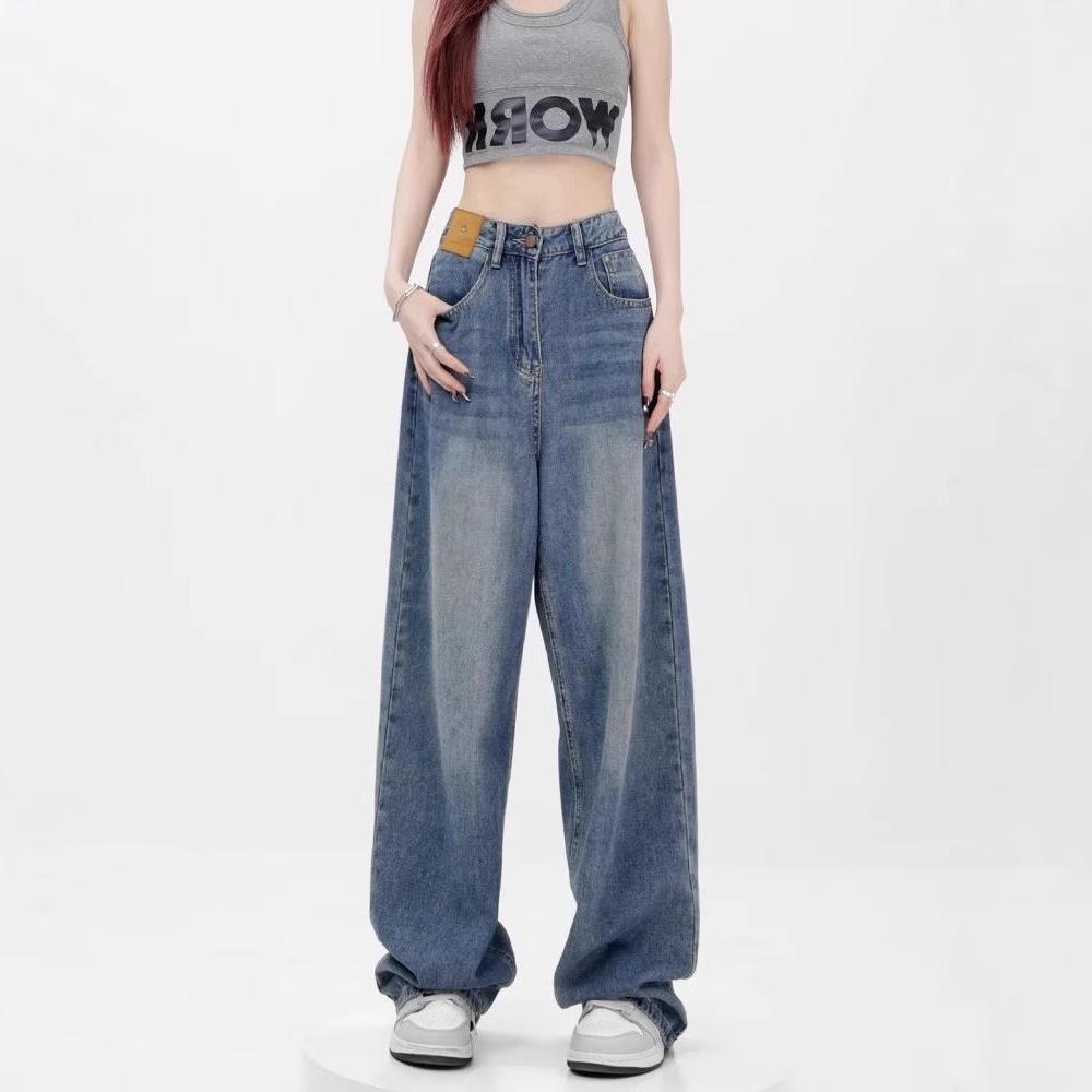 2024 High-Waist Retro Wide-Leg Jeans für Damen - Vielseitige, Schlankmachende, Bodenlange Hose
