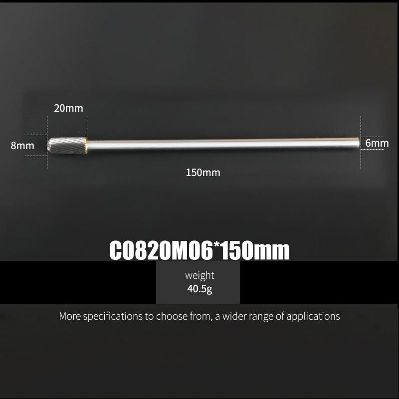 150mm Length 1Pcs Tungsten Carbide Rotary Files Cylindrical Round Sharp Type 6mm 8mm 10mm Woodworking Metal Milling Cutter