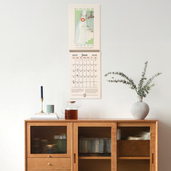2026 Wall Calendar Jan 2026 - Dec 2026 12 Monthly Planner Spiral-Bound Wall Hanging Calendar for Home Office Kitchen Decor