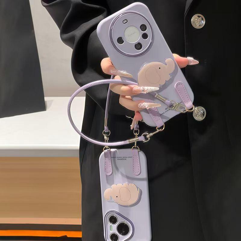 Cute Baby Elephant Bracket Is Suitable for Apple 17PROMAX Mobile Phone Case 15/16 Huawei Honor Mobile Phone Case All-inclusive.