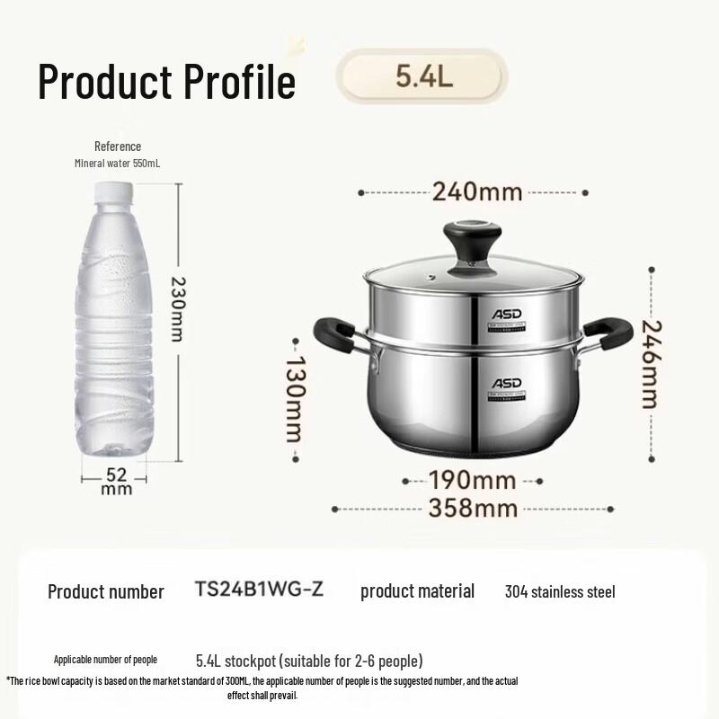 

Aishida 304 Stainless Steel Steaming Soup Pot