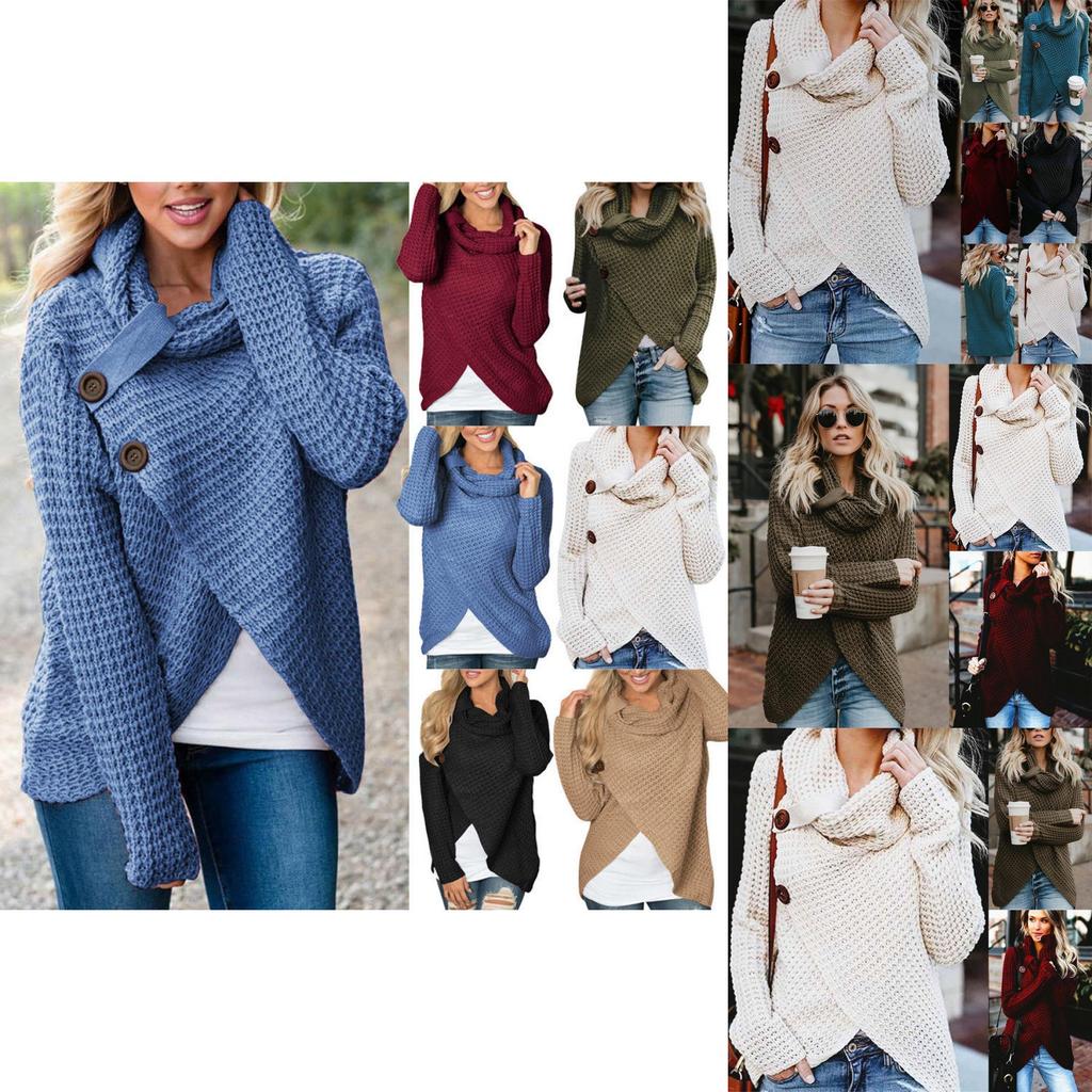 Soft And Cozy Women's Knitwear Outwear Tops With A Chunky Cowl Neck And Baggy Fit