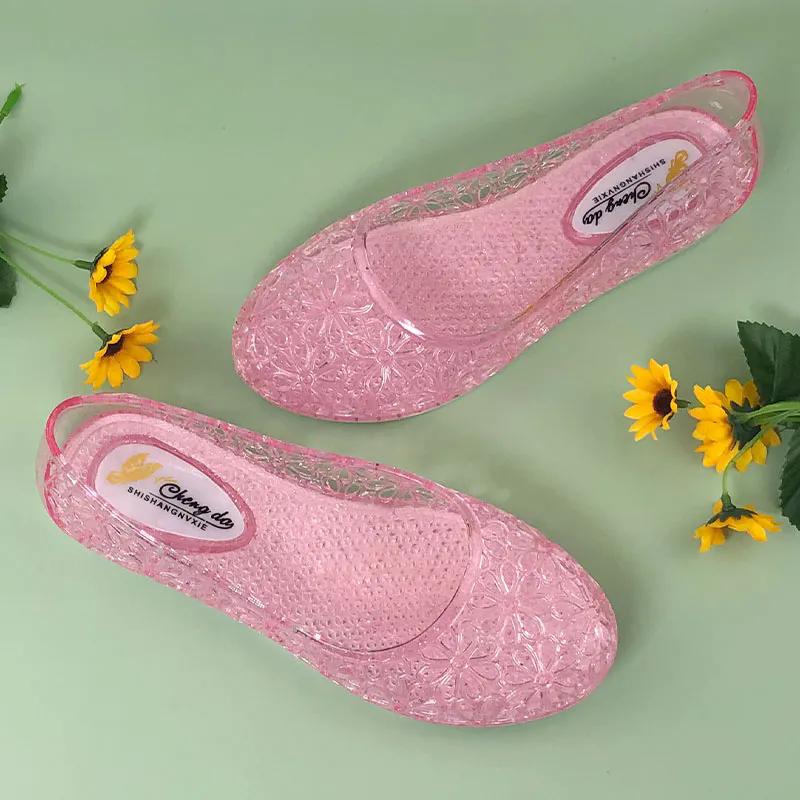 WTEMPO Women's Spring Summer Large Size Hollow-out Breathable Solid Color Flat Thick Heel Anti Slip Casual Shoes Single Shoes