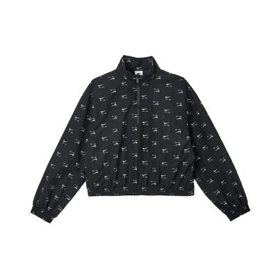 All Over Logo Print Casual Zip Jacket Women Jackets Black DV8067-010
