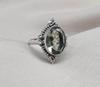Green Amethyst 925 Sterling Silver Ring: Faceted Oval, Boho Statement Ring