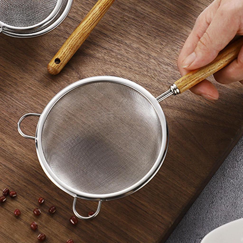 Stainless Steel Wire Fine Mesh Oil Strainer Flour Colander Sieve Sifter Pastry With Handle Baking Tools Kitchen Accessories