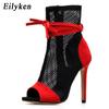 Fashion Eilyken Sexy Peep Toe Stiletto Heels Women's Sandals Party Zipper ANKLE Boots Club Strippers Shoes Sandalias De Mujer