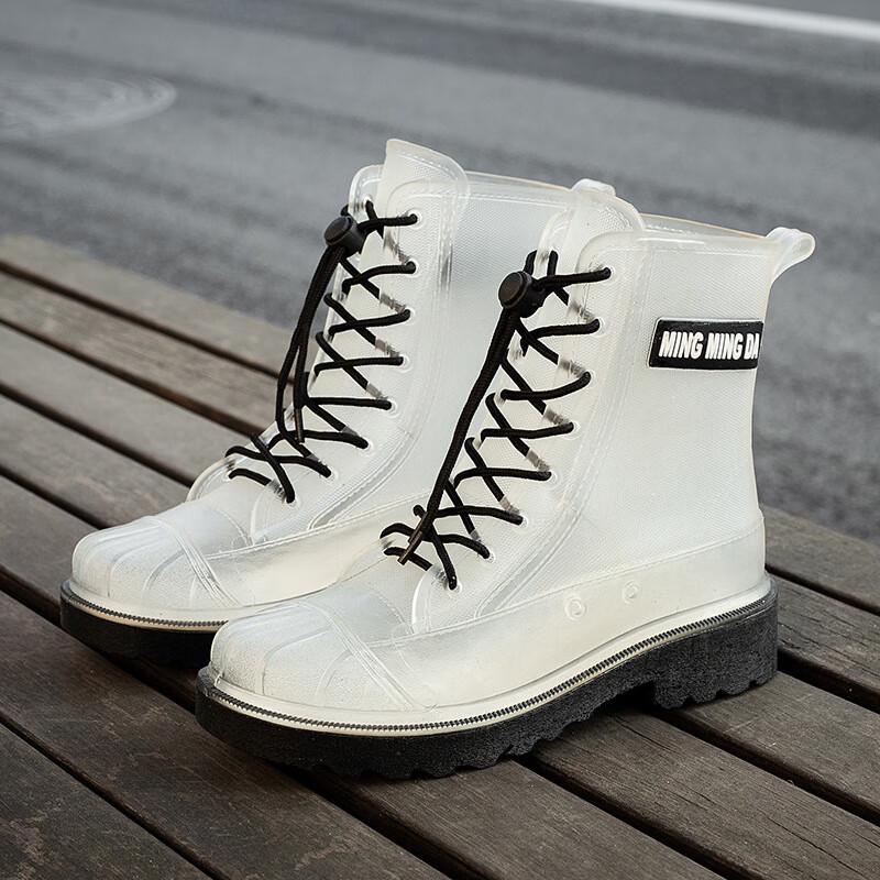 Стильные прозрачные водонепроницаемые резиновые сапоги