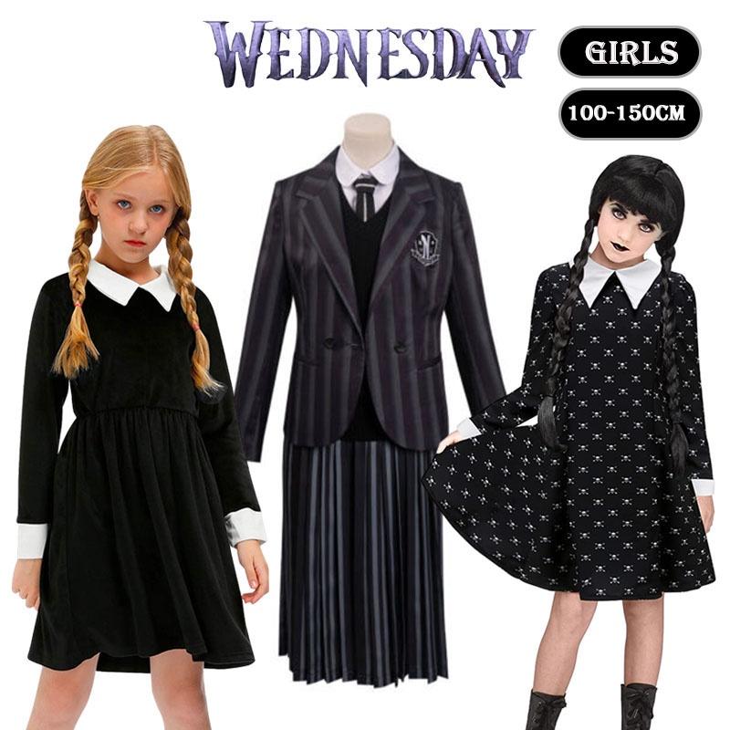 School Addams Uniform Girls Kids Dress Cosplay Halloween Xmas Partys