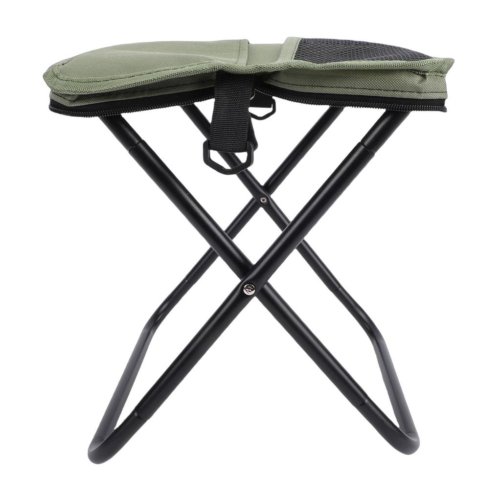 Portable Foldable Stool with Shoulder Strap Outdoor Foldable Stool for Mountaineering and Hiking Green Large Size