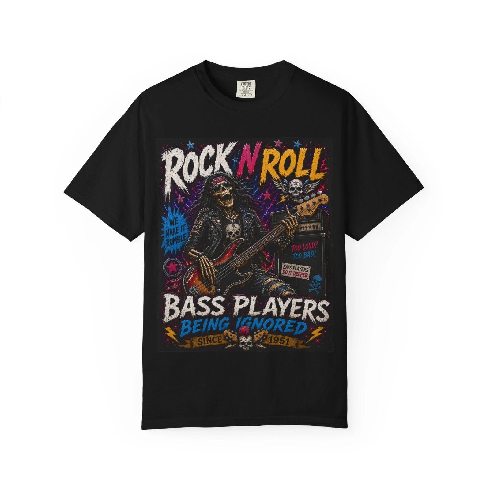 Rock N Roll Bass Players T-Shirt | Skeleton Bassist Graphic Tee XXXXL