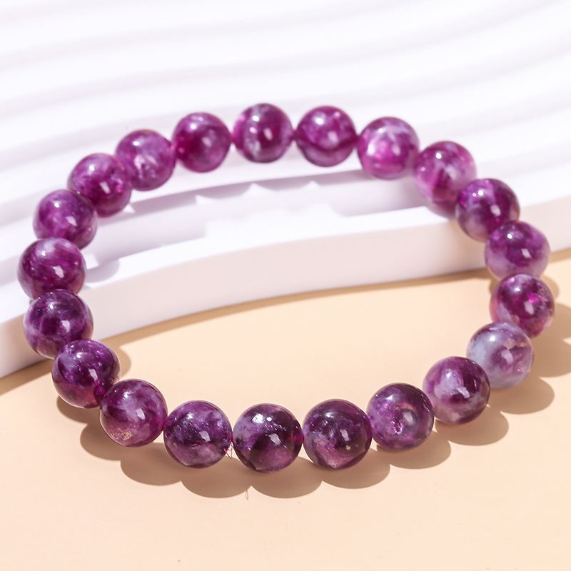 Natural Purple Emerald Bead Bracelet Purple Amethyst Bead Bracelet