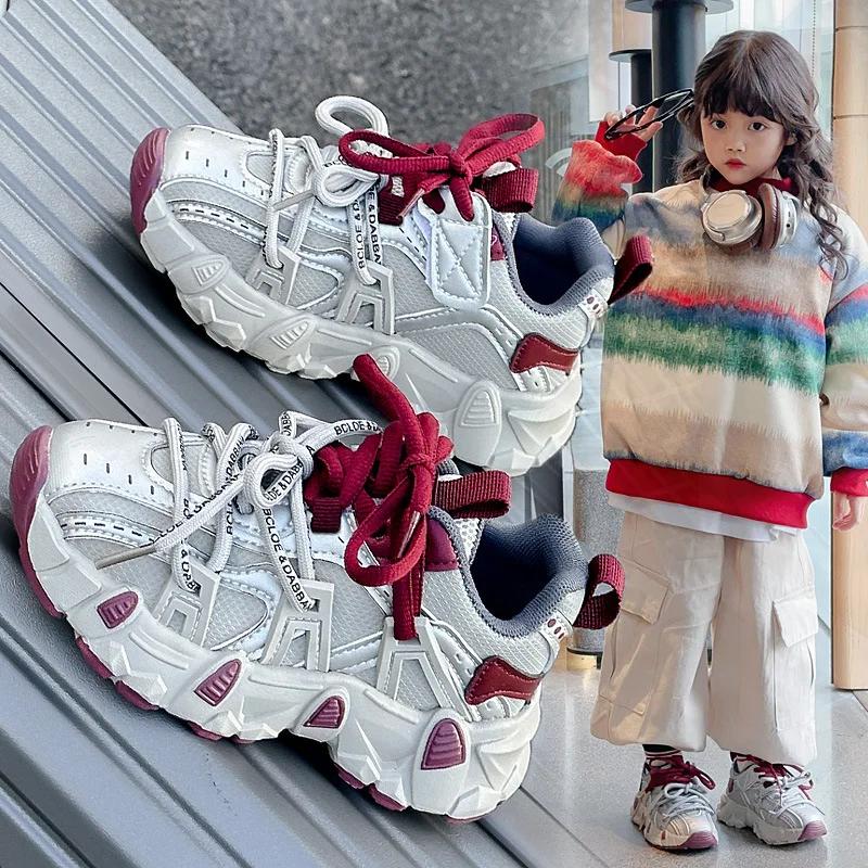 Schüler Laufschuhe Verschleißfest für Kinder Sneaker Mesh Atmungsaktiv 2024 Nagelneu Mode Jungen Mädchen Sportschuhe Vielseitig