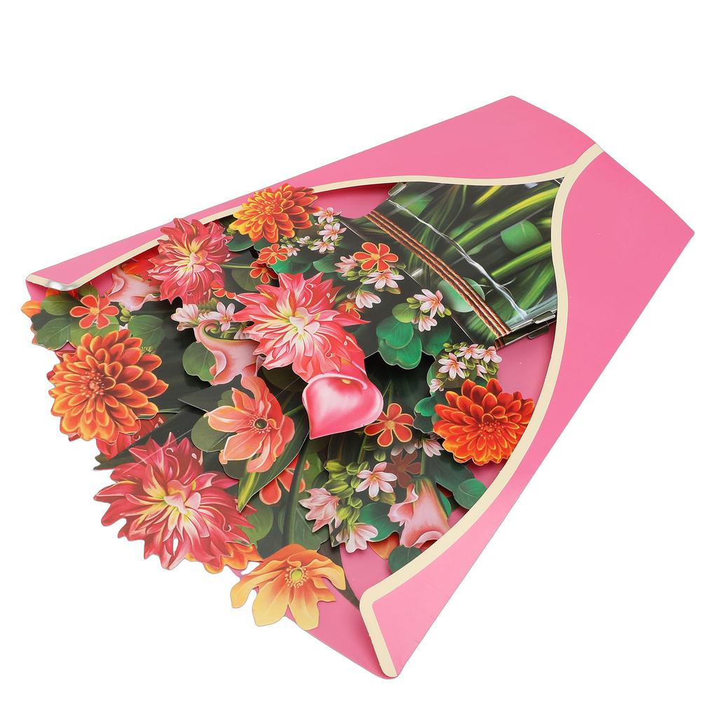 Dahlia Bouquet Pop Up Card Lifelike Exquisite Anti Fading 3D Paper Flower Bouquet Card Home Decoration