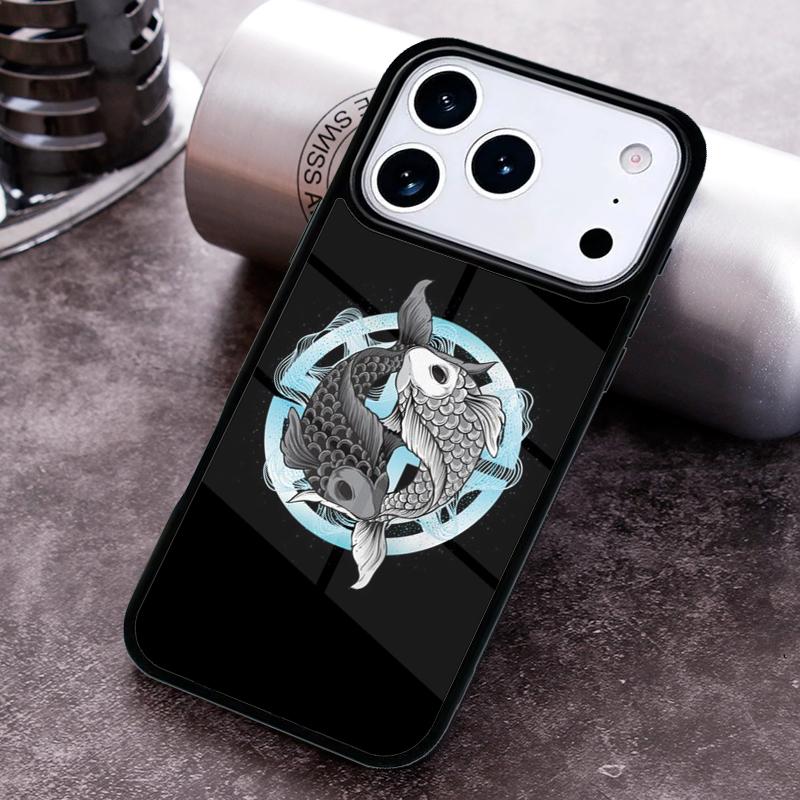 Ying Yang Koi Fish Phone Case For iPhone 17,16e,15,14,13,12,11,Mini,Pro,MAX soft Silicone Cover