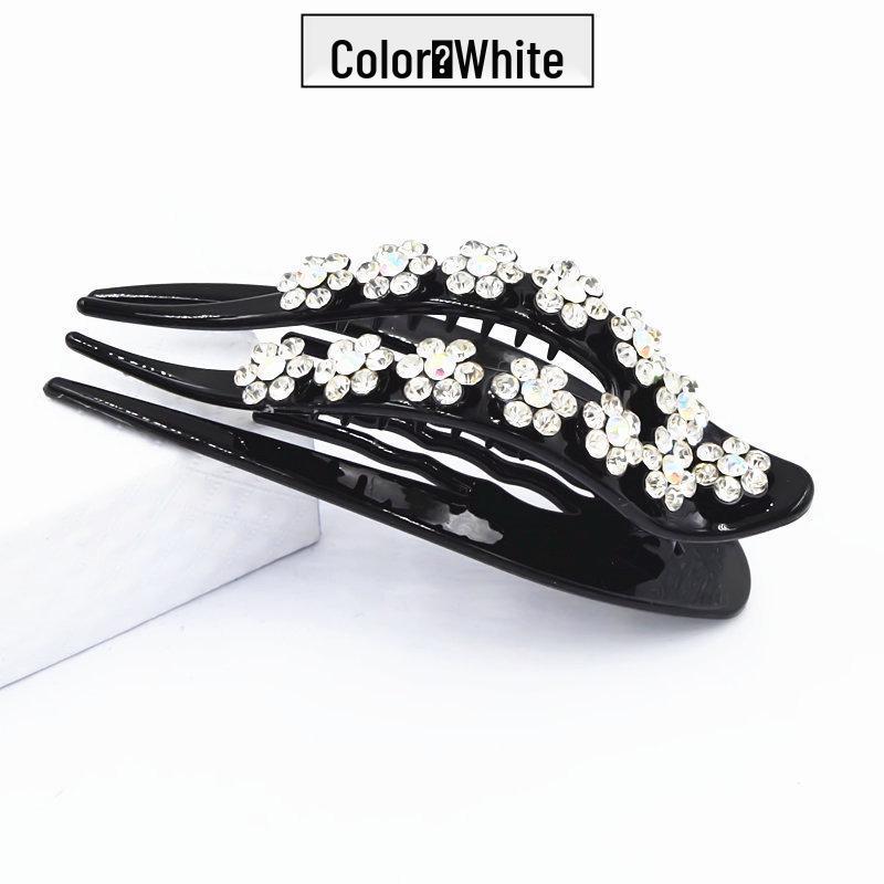 Elegant Rhinestone Plum Blossom Hair Clip for Women s Updo Natural белый
