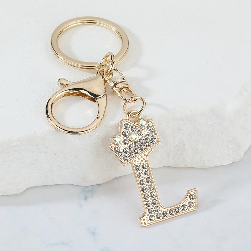 Unique Crown Crystal Rhinestones A-Z Letters Pendant Keychains For Men Women 26 Alphabet Car Key Ring Name Jewelry Keyrings Gift