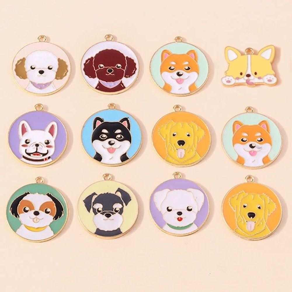 10Pcs/Set Handmade Enamel Dog Charms Alloy Necklace Charms Cute Jewelry Making Charms  Jewelry