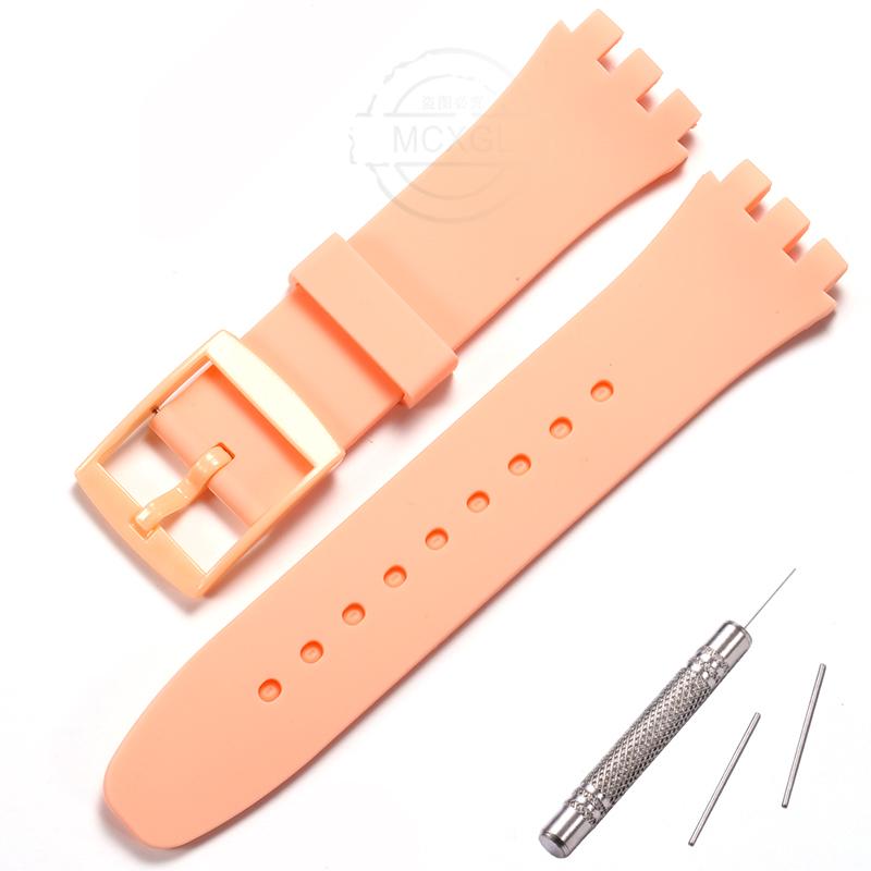 Silicone Strap For Swatch SUSB401 SUSW402 SUSN400 SUSL400 20MM Series Watchband Waterproof Replacement Watch Accessories