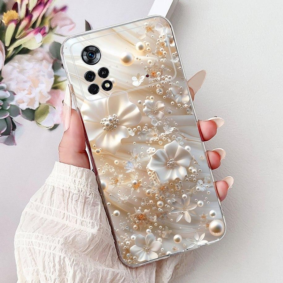 For Xiaomi Poco X4 Pro 5G Case 2201116PG Funda New Fashion Flower Bowknot Soft Clear Silicone Bumper For Xiomi Poco X4 Pro Coque