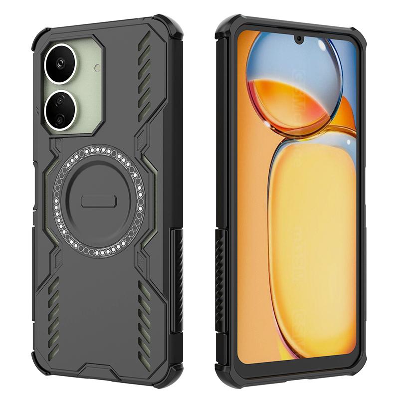 KEYSION Hollow Heat Dissipation Case for Redmi 13C 4G 5G Silicone+PC Magnetic Cooling Shockproof Phone Cover for Xiaomi POCO C65