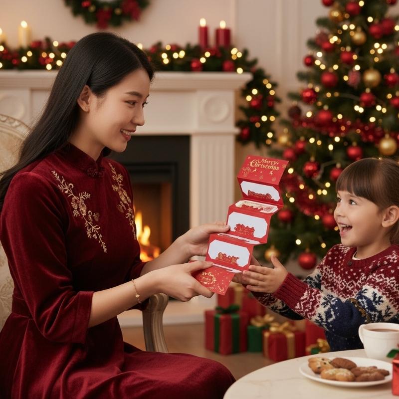 Christmas Cash Gift Card Holder with Envelope 6 Slots Money Holder For Holiday Money Storage And Festival Gift Exchanges