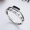 BF CLUB 925 Sterling Rings for Women Simple Geometric Handmade Irregular Retro Double Layered BlueRing Allergy For Birthday Gift