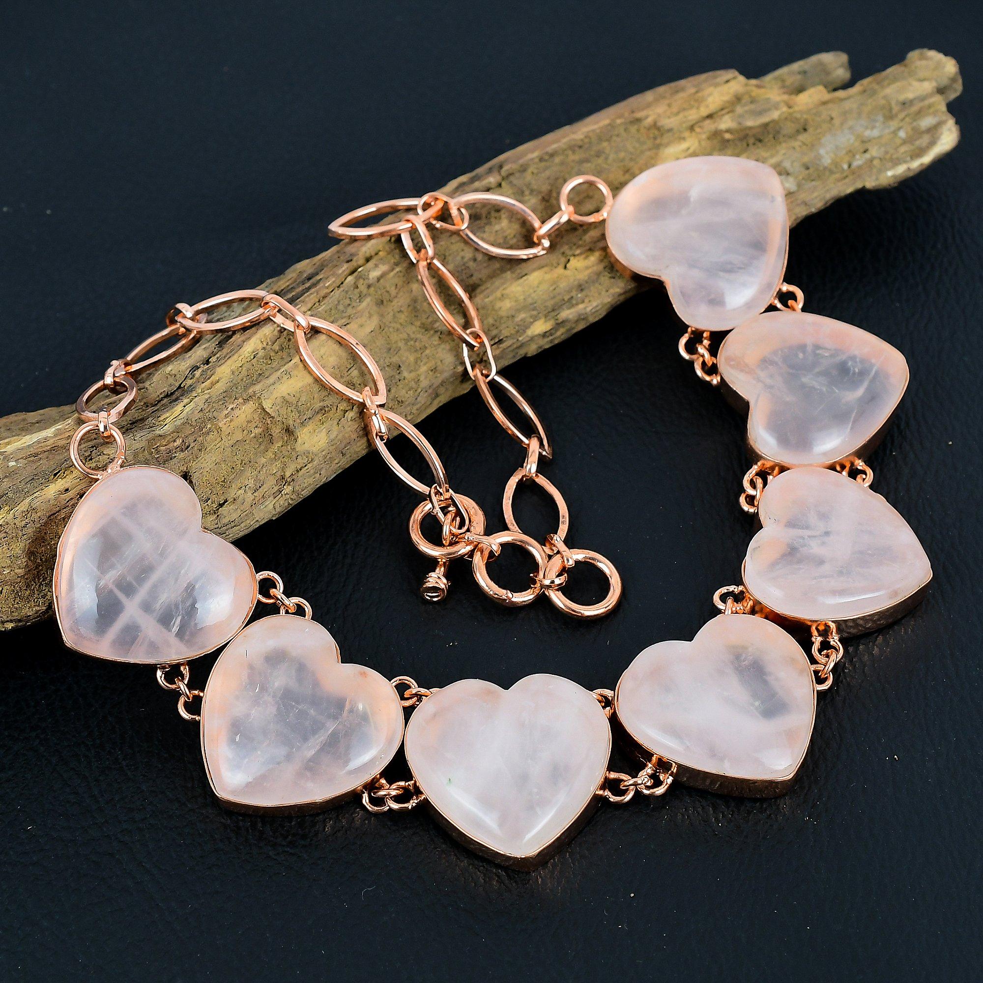 

Rose Quartz Handmade Latest Design Jewelry Necklace, 999 Copper Wire Wrapped Gemstone Necklace, Gift For Mother
