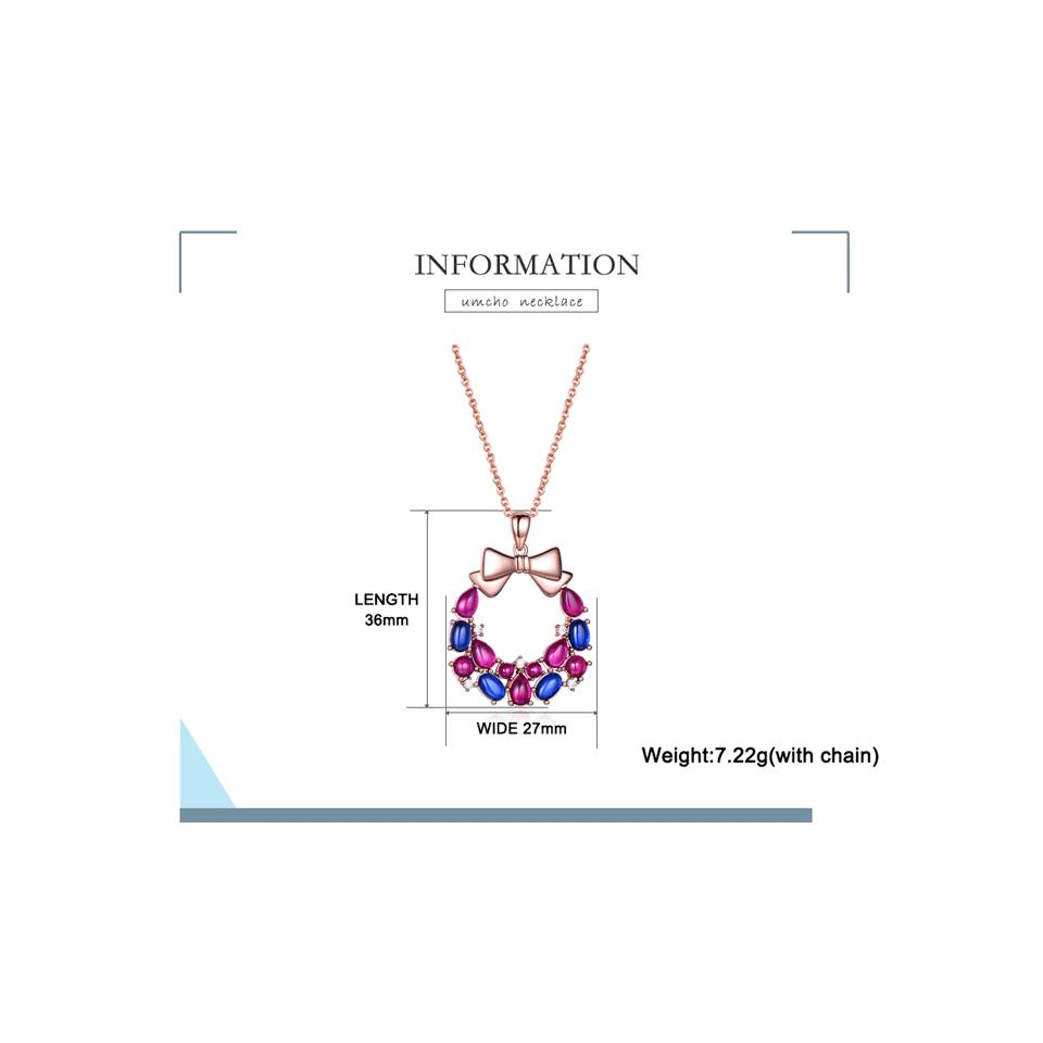 Violet Blue Zircon Christmas Decoration Pendant Ladies Necklace Rose Gold Ladies Gifts High Jewelry