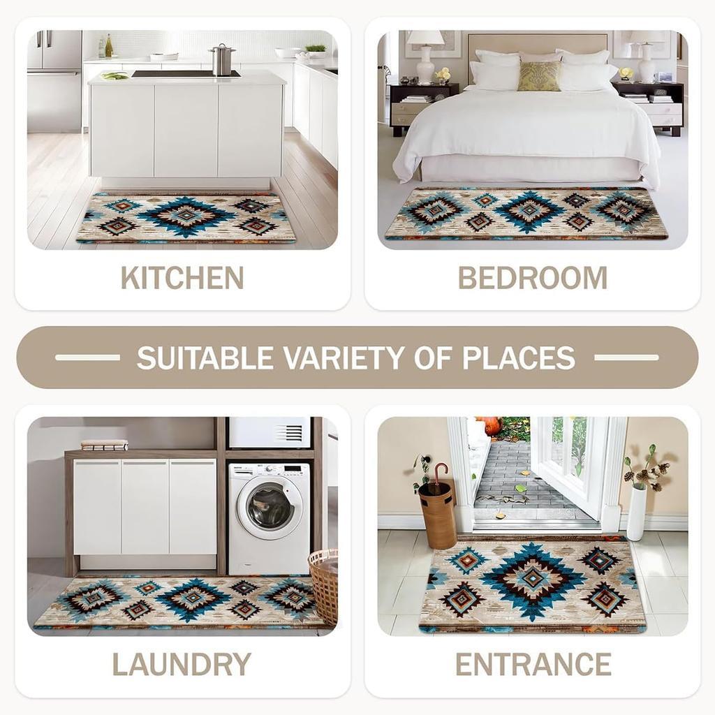 South Western Geometric Kitchen Mat Entrance Doormat Decor Anti-slip Corridor Balcony Rugs Bedroom Beside Foot Mat Bathroom Mat