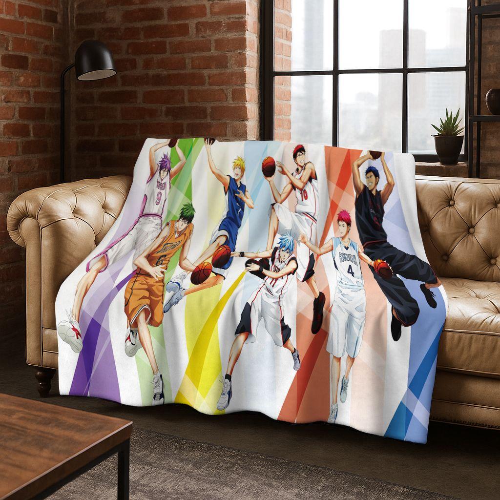 Anime Kuroko's Basketball Cartoon Art Flannel Blanket,Cozy Soft Throw Blanket for Home Bedroom Bed Sofa Picnic Cover Gift Kids