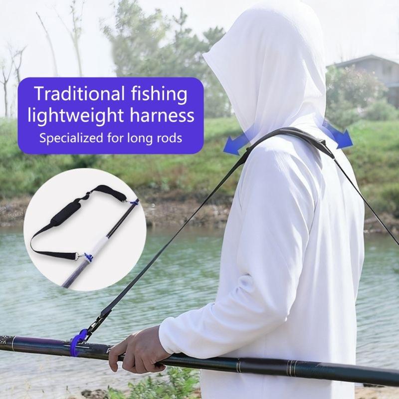 Multipurpose Fishing Rod Carry Strap Adjustable Length Fishing Poles Holder Strap Shoulder Belt Travel Tackle Carriers