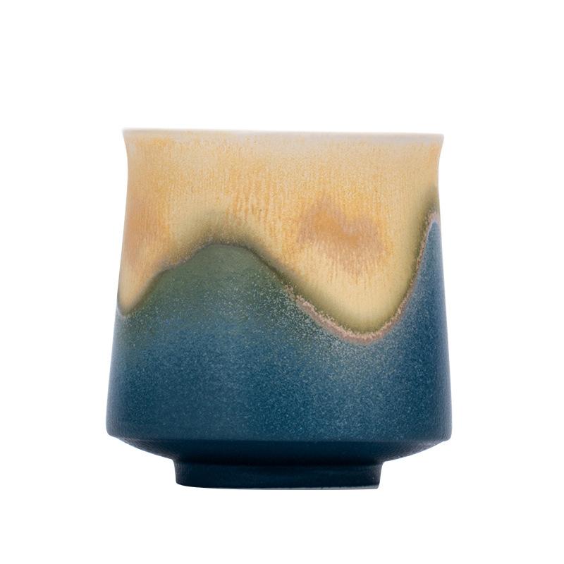 Coarse Pottery Gradual Change Teacup Master Cup Light Luxury Household Tea Drinking Kung Fu Tea Set Tea Cup Single Cup High-End Gift Box