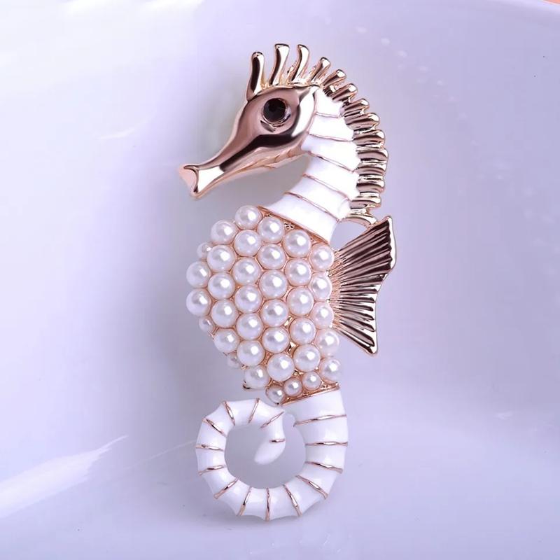 Broches de caballito de mar de estilo retro para bodas, oficina, informales, joyería de lujo, broches de ramo, regalos
