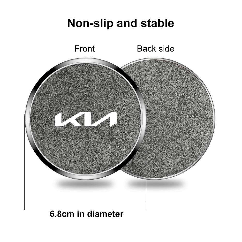Car Leather Alloy Coaster For Kia GTLine RIO K2 K3 K4 K5 k8 Sportege Picanto Optima Soul Ceed Water Cup Holder Pad Non-slip Mat rnqt40