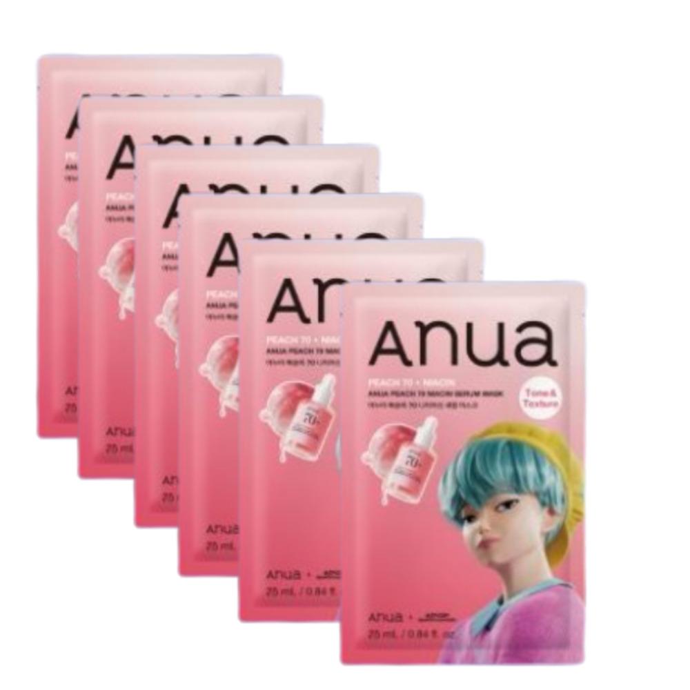 ANUA Peach Niacinamide Brightening Serum Sheet Mask Hydration & Glow Care (6 Sheets)