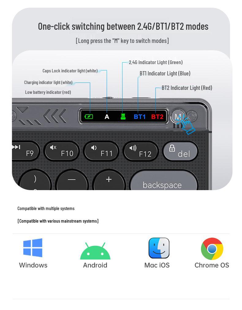 Rechargeable Universal Wireless Bluetooth Scissor-Switch Keyboard for Laptop, Desktop, Tablet, and Phone