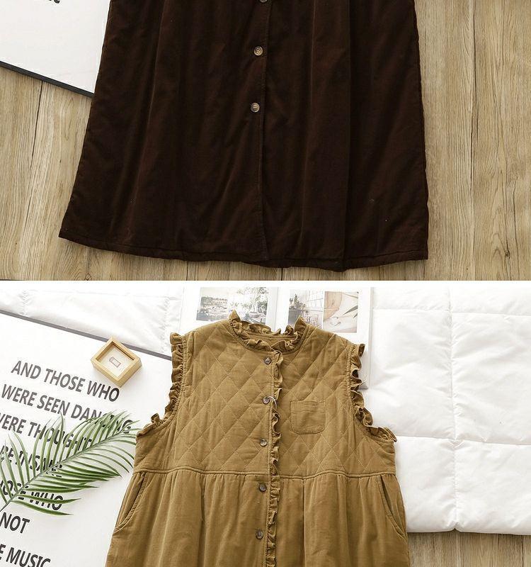 Women's Retro Forest-Style Sleeveless Corduroy Maxi Dress