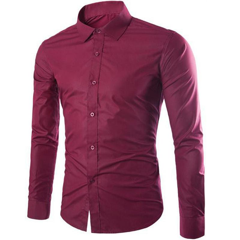 Herrenhemden, langärmelig, Business-Freizeithemd, schmale Passform, Bürohemd, Hochzeitshemd, Party-Stil, mehrere Farben