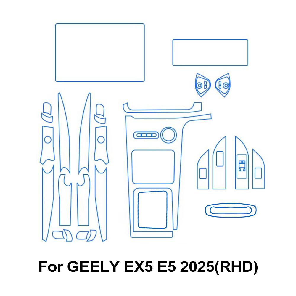 Transparent TPU Protective TPU Film for GEELY EX5 E5 2025 Car Interior Central Control Navigation Panel Pre-cut PPF Sticker