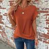 2026 Spring and Summer New Solid Color Round Neck T-shirt Elegant Short Twist Top Women's Clothing Amazon Cross-border Foreign Trade Short Sleeves