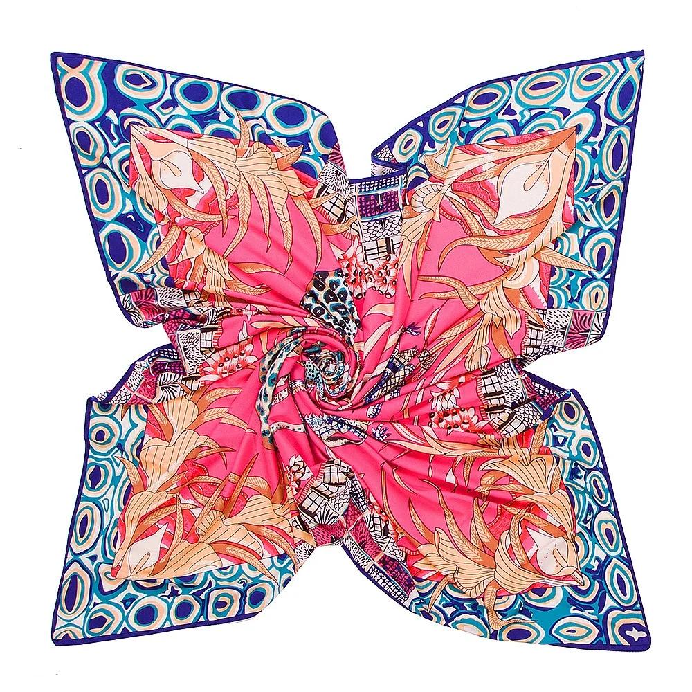 130x130CM Twill  Square Scarf Animals Print Women Scarves&Wrap Giraffe Neckerchief Spanish Large Bandana Neck Shawl Wraps